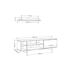 Mobile Porta Tv per Soggiorno Rovere Antracite 160x35x44 cm