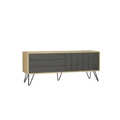 Mobile Porta Tv per Soggiorno 2 Ante Rovere Antracite 139x36x57 cm
