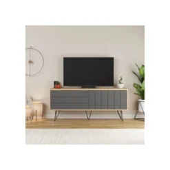 Mobile Porta Tv per Soggiorno 2 Ante Rovere Antracite 139x36x57 cm