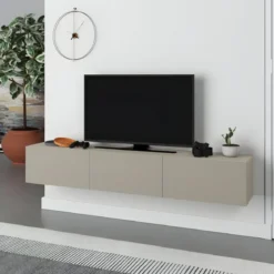 Mobile Porta TV Sospeso 180 cm Beige con Ante a Ribalta Salvaspazio