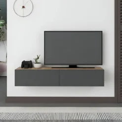 Mobile Porta TV Sospeso Rovere Antracite Ante a Ribalta Salvaspazio