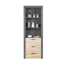 Mobile 70 Ripiani 3 Cassetti Alto Libreria Credenza da Soggiorno Cucina Ufficio