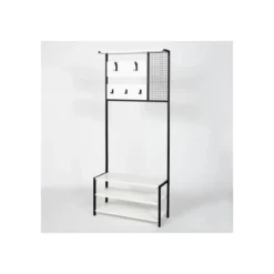 Mobile Scaffale Ingresso Bianco con Appendiabiti 78x30x182 cm