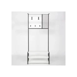Mobile Scaffale Ingresso Bianco con Appendiabiti 78x30x182 cm
