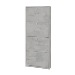 Mobile Scarpiera 4 Ante a Ribalta Grigio Cemento Slim in Kit Legno Salvaspazio