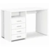 Mobile Scrivania 120 cm Bianco con Cassettiera Grande Ufficio Cameretta