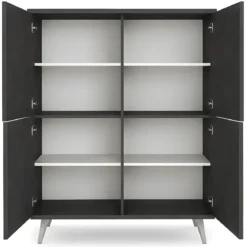 Mobile Soggiorno 4 Ante 108x41x161 cm Nero e Ruggine