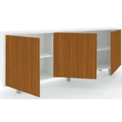 Mobile Soggiorno 3 Ante 177x41x74 cm Push-Pull Bianco e Rovere