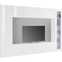 Mobile Soggiorno Vetrina Porta TV da Parete Pavimento 260cm Bianco