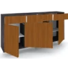 Mobile Soggiorno 164x41x92 cm 3 Ante 3 Cassetti Nero e Rovere