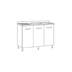 Mobile Sotto Lavello Doppia Vasca 3 Ante 120 cm Senza Lavello Larice Grigio