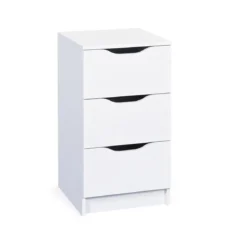 Mobiletto Cassettiera 40 cm 3 Cassetti Bianca Mobile Settimino Comodino in Legno