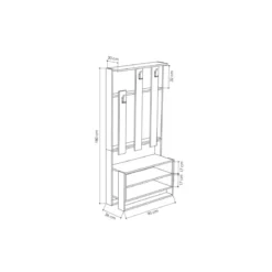 Mobiletto da Ingresso con Mensole in Legno Bianco Appendiabiti Moderno Scarpiera