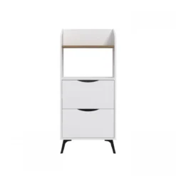 Mobiletto Porta Microonde Multiuso in Legno con Cassetti da Cucina Bianco