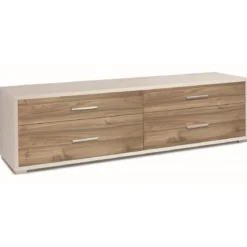 Mobile TV 4 Cassetti Moderno Credenza 180 Bianco Noce Cassettiera Legno