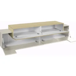 Mobile TV 200 cm 3 Ante a Ribalta Beige Rovere da Appoggio per Salotto