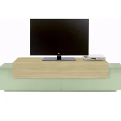 Mobile TV da Appoggio 200 cm 3 Ante a Ribalta Verde Salvia Rovere
