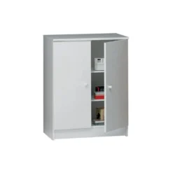 Mobile 62x80 2 Ante Bianco Ripiano Multiuso Mobiletto Ufficio Lavanderia Bagno