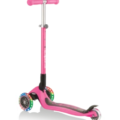 Monopattino a 3 Ruote Bambini Rosa Neon Pieghevole Luci LED 50 kg