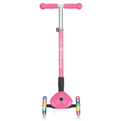 Monopattino a 3 Ruote Bambini Rosa Neon Pieghevole Luci LED 50 kg
