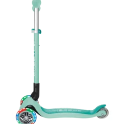Monopattino a 3 Ruote Bambini Verde Menta Pieghevole Luci LED 50 kg