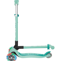 Monopattino a 3 Ruote Bambini Verde Menta Pieghevole Luci LED 50 kg