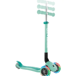 Monopattino a 3 Ruote Bambini Verde Menta Pieghevole Luci LED 50 kg