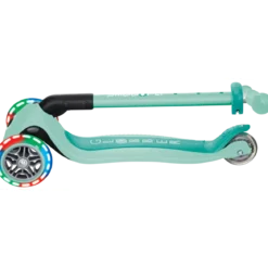 Monopattino a 3 Ruote Bambini Verde Menta Pieghevole Luci LED 50 kg