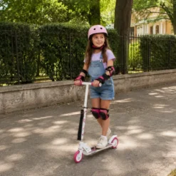 Monopattino Bambini 2 Ruote Pieghevole Bianco Fucsia Altezza Regolabile