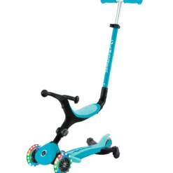 Monopattino Evolutivo 3 in 1 Celeste con Luci LED Sterzo Parentale 360