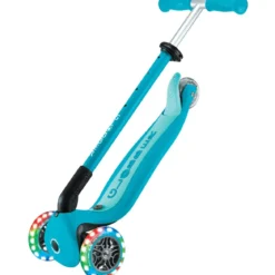 Monopattino Evolutivo 3 in 1 Celeste con Luci LED Sterzo Parentale 360