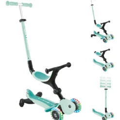 Monopattino Evolutivo 3 in 1 Verde Menta con Luci LED Sterzo 360