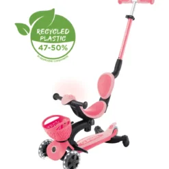 Monopattino Evolutivo per Bambini 3 in 1 Rosa con Luci LED 50kg