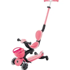Monopattino Evolutivo per Bambini 3 in 1 Rosa con Luci LED 50kg