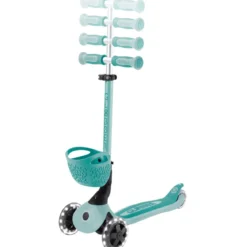 Monopattino Evolutivo per Bambini 3 in 1 Verde Menta con Luci LED 50kg