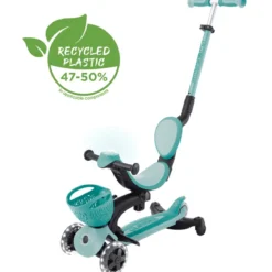 Monopattino Evolutivo per Bambini 3 in 1 Verde Menta con Luci LED 50kg
