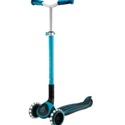 Monopattino per Bambini a 3 Ruote Celeste Regolabile con Luci LED