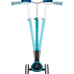 Monopattino per Bambini a 3 Ruote Celeste Regolabile con Luci LED