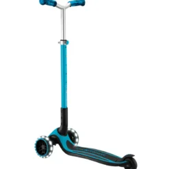 Monopattino per Bambini a 3 Ruote Celeste Regolabile con Luci LED