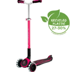 Monopattino per Bambini a 3 Ruote Fucsia Regolabile con Luci LED