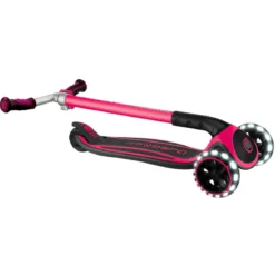 Monopattino per Bambini a 3 Ruote Fucsia Regolabile con Luci LED