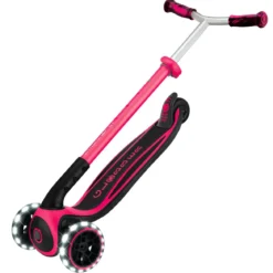 Monopattino per Bambini a 3 Ruote Fucsia Regolabile con Luci LED