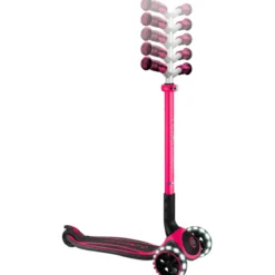 Monopattino per Bambini a 3 Ruote Fucsia Regolabile con Luci LED