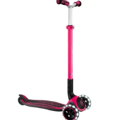 Monopattino per Bambini a 3 Ruote Fucsia Regolabile con Luci LED