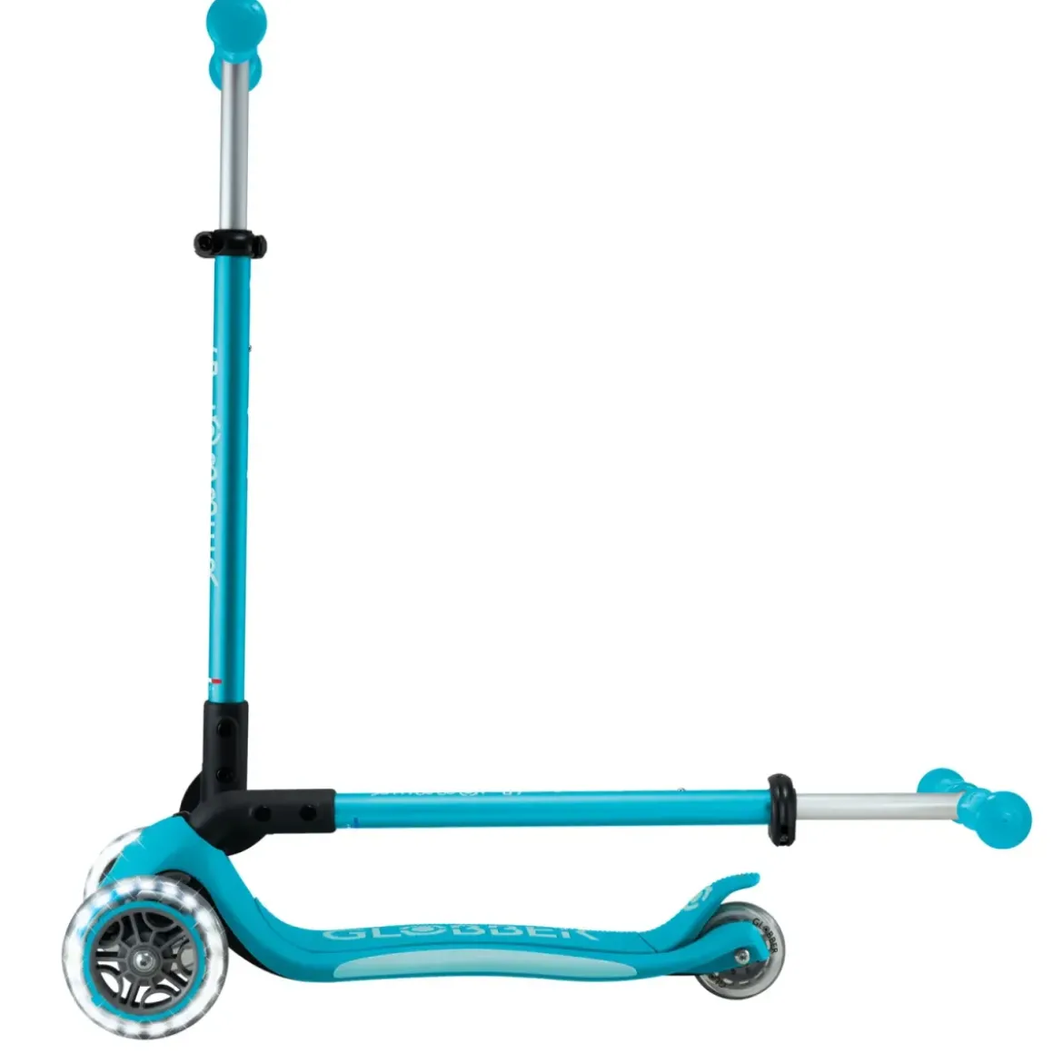 Monopattino per Bambini a 3 Ruote Blu Acqua con Luci LED Regolabile