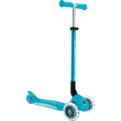 Monopattino per Bambini a 3 Ruote Blu Acqua con Luci LED Regolabile