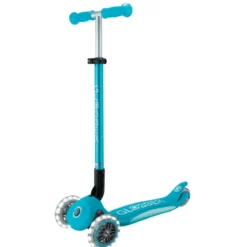Monopattino per Bambini a 3 Ruote Blu Acqua con Luci LED Regolabile