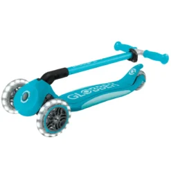 Monopattino per Bambini a 3 Ruote Blu Acqua con Luci LED Regolabile