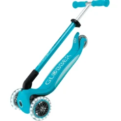Monopattino per Bambini a 3 Ruote Blu Acqua con Luci LED Regolabile