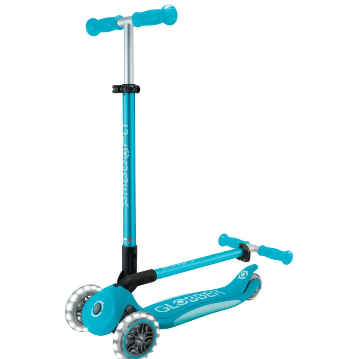Monopattino per Bambini a 3 Ruote Blu Acqua con Luci LED Regolabile